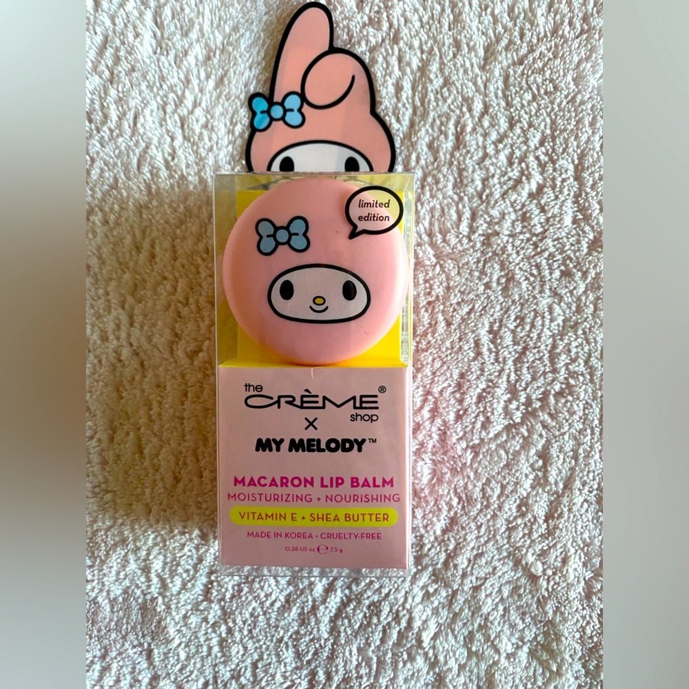 MY MELODY X THE CRÈME SHOP MACARON LIP BALM. 🍓🍌